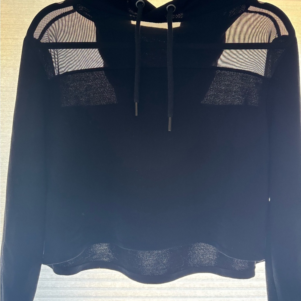 Women's Black Sheer Hoodie Top